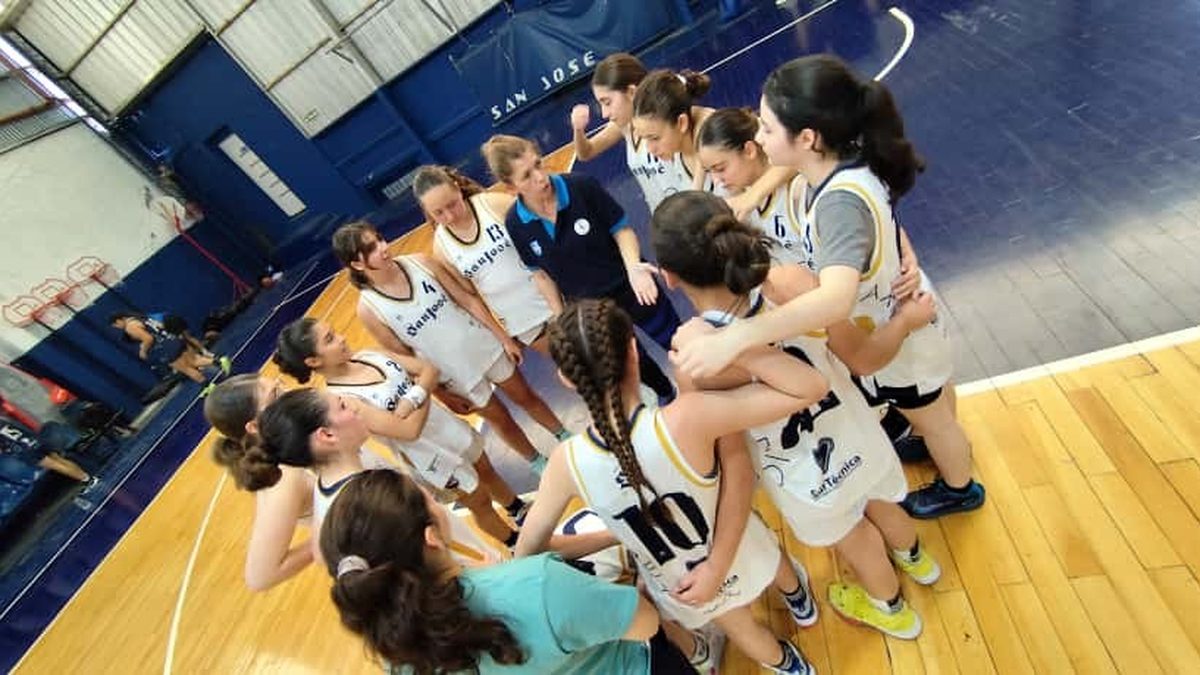 Equipo femenino en el huddle